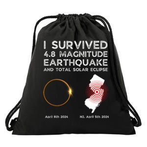 I Survived The Nj Earthquake And The Total Solar Eclipse Drawstring Bag