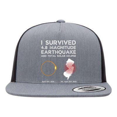 I Survived The Nj Earthquake And The Total Solar Eclipse Flat Bill Trucker Hat