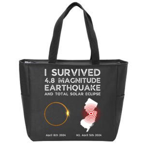 I Survived The Nj Earthquake And The Total Solar Eclipse Zip Tote Bag