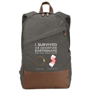 I Survived The Nj Earthquake And The Total Solar Eclipse Cotton Canvas Backpack