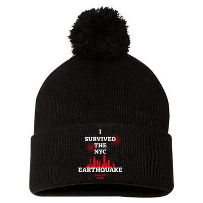 I Survived The Nyc Earthquake 2024 Pom Pom 12in Knit Beanie