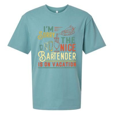 Im Sorry The Nice Bartender Is On Vacation Funny Sueded Cloud Jersey T-Shirt