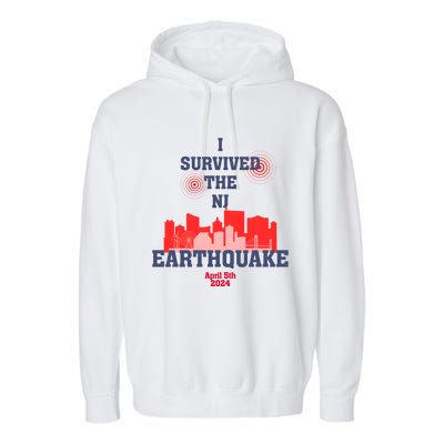 I Survived The Nj Earthquake And The Total Solar Eclipse Garment-Dyed Fleece Hoodie