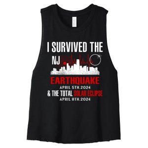 I Survived The Nj Earthquake And The Total Solar Eclipse Women's Racerback Cropped Tank