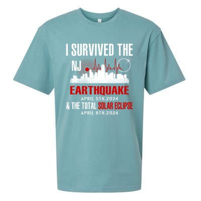 I Survived The Nj Earthquake And The Total Solar Eclipse Sueded Cloud Jersey T-Shirt