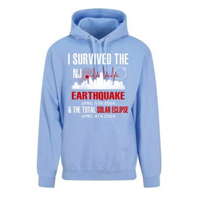 I Survived The Nj Earthquake And The Total Solar Eclipse Unisex Surf Hoodie