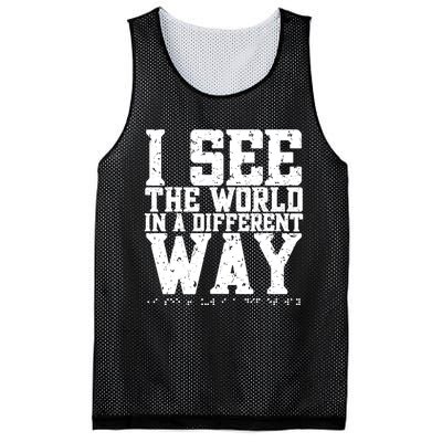 I See The World in a Different Way. Braille Blind, Blindness Mesh Reversible Basketball Jersey Tank