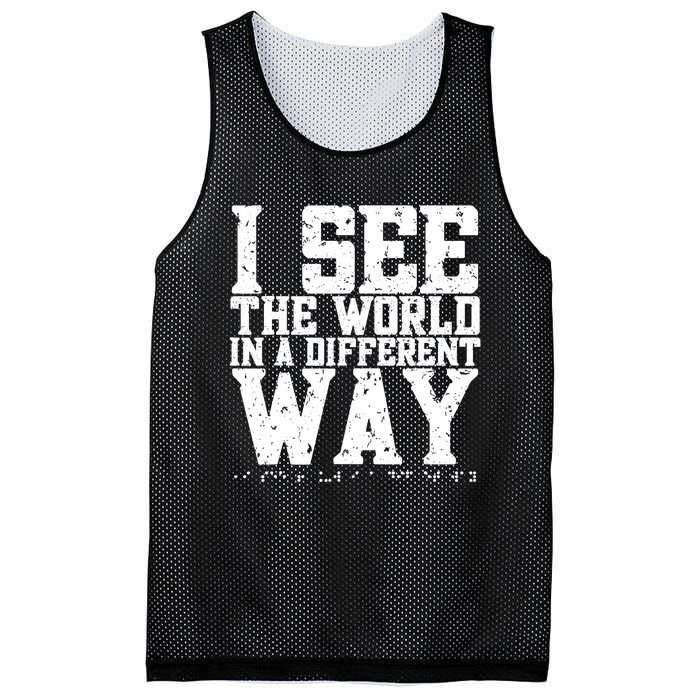 I See The World in a Different Way. Braille Blind, Blindness Mesh Reversible Basketball Jersey Tank