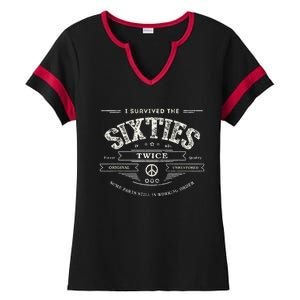 I Survived The Sixties Twice Built In 60s 70th 60th Birthday Ladies Halftime Notch Neck Tee