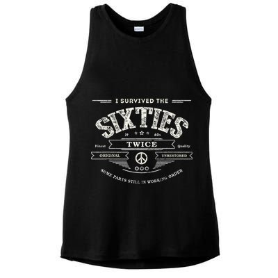 I Survived The Sixties Twice Built In 60s 70th 60th Birthday Ladies PosiCharge Tri-Blend Wicking Tank