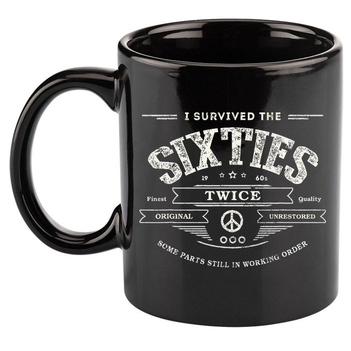 I Survived The Sixties Twice Built In 60s 70th 60th Birthday 11oz C Handle Ceramic Mug