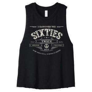 I Survived The Sixties Twice Built In 60s 70th 60th Birthday Women's Racerback Cropped Tank