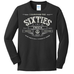 I Survived The Sixties Twice Built In 60s 70th 60th Birthday Kids Long Sleeve Shirt