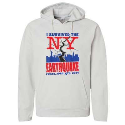 I Survived The Nyc Earthquake Performance Fleece Hoodie