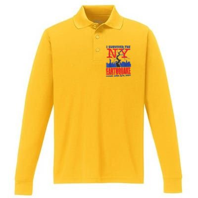 I Survived The Nyc Earthquake Performance Long Sleeve Polo