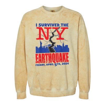 I Survived The Nyc Earthquake Colorblast Crewneck Sweatshirt