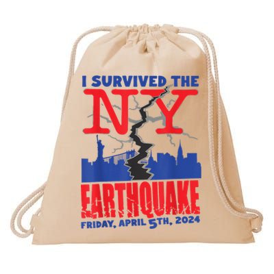 I Survived The Nyc Earthquake Drawstring Bag
