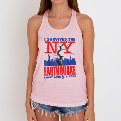 I Survived The Nyc Earthquake Women's Knotted Racerback Tank