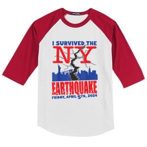 I Survived The Nyc Earthquake Kids Colorblock Raglan Jersey