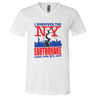 I Survived The Nyc Earthquake V-Neck T-Shirt