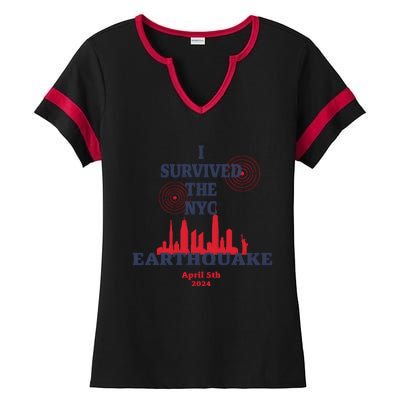 I Survived The Nyc Earthquake April 5 2024 Ladies Halftime Notch Neck Tee