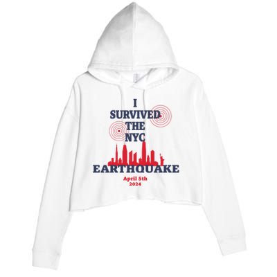 I Survived The Nyc Earthquake April 5 2024 Crop Fleece Hoodie