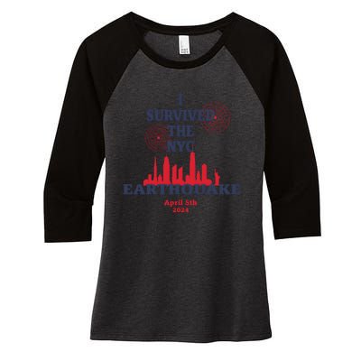 I Survived The Nyc Earthquake April 5 2024 Women's Tri-Blend 3/4-Sleeve Raglan Shirt