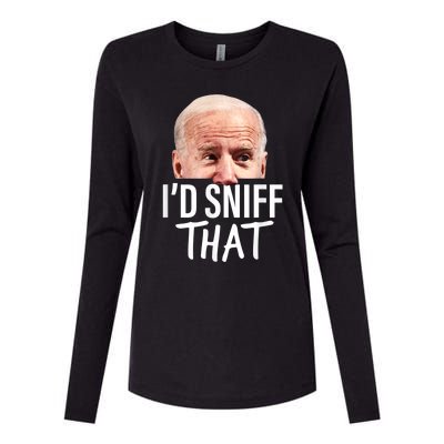 I'd Sniff That. Anti Joe Biden Tshirt Funny Parody Womens Cotton Relaxed Long Sleeve T-Shirt