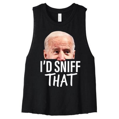 I'd Sniff That. Anti Joe Biden Tshirt Funny Parody Women's Racerback Cropped Tank