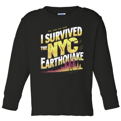 I Survived The Nyc Earthquake April 5 2024 Toddler Long Sleeve Shirt