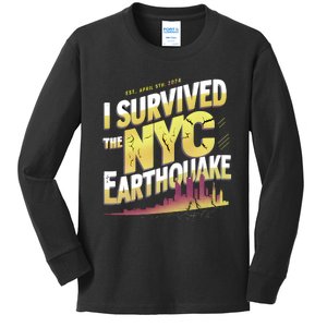 I Survived The Nyc Earthquake April 5 2024 Kids Long Sleeve Shirt