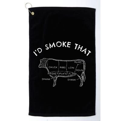 Id Smoke That Cow Funny Smoking Bbq Grilling Golf Towel