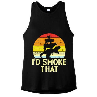 Id Smoke That Chicken Pork Beef Trex Retro Dinosaur Bbq Ladies PosiCharge Tri-Blend Wicking Tank