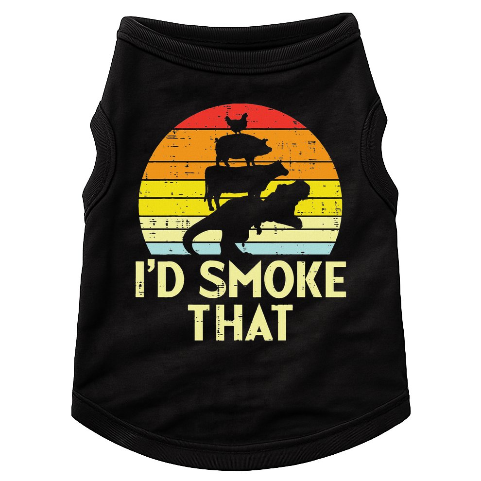 Id Smoke That Chicken Pork Beef Trex Retro Dinosaur Bbq Doggie Tank
