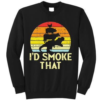 Id Smoke That Chicken Pork Beef Trex Retro Dinosaur Bbq Sweatshirt