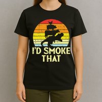 Id Smoke That Chicken Pork Beef Trex Retro Dinosaur Bbq T-Shirt