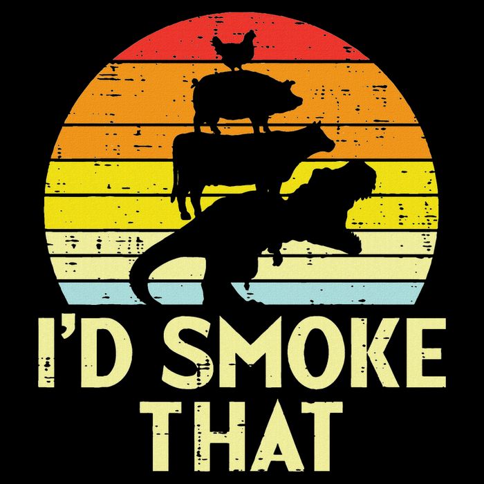 Id Smoke That Chicken Pork Beef Trex Retro Dinosaur Bbq T-Shirt