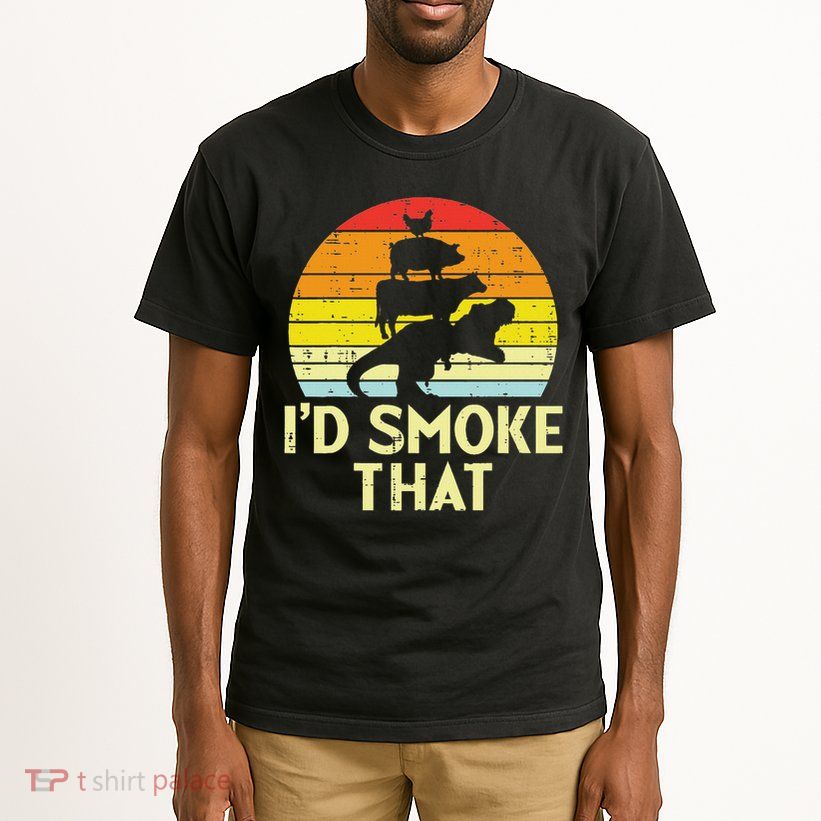 Id Smoke That Chicken Pork Beef Trex Retro Dinosaur Bbq Tall T-Shirt