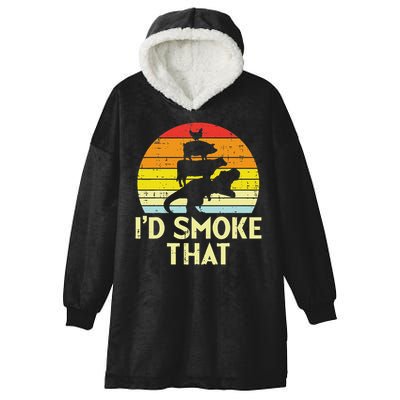 Id Smoke That Chicken Pork Beef Trex Retro Dinosaur Bbq Hooded Wearable Blanket