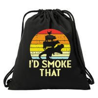 Id Smoke That Chicken Pork Beef Trex Retro Dinosaur Bbq Drawstring Bag