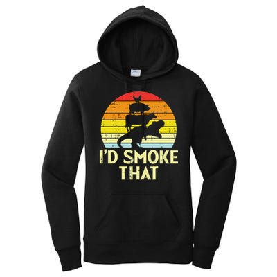 Id Smoke That Chicken Pork Beef Trex Retro Dinosaur Bbq Women's Pullover Hoodie