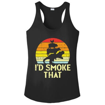 Id Smoke That Chicken Pork Beef Trex Retro Dinosaur Bbq Ladies PosiCharge Competitor Racerback Tank