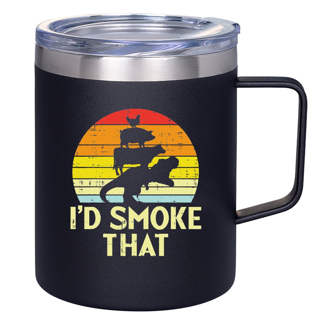 Id Smoke That Chicken Pork Beef Trex Retro Dinosaur Bbq 12oz Stainless Steel Coffee Mug