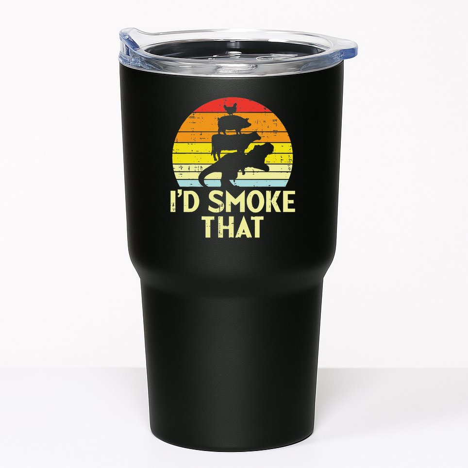 Id Smoke That Chicken Pork Beef Trex Retro Dinosaur Bbq Tumbler
