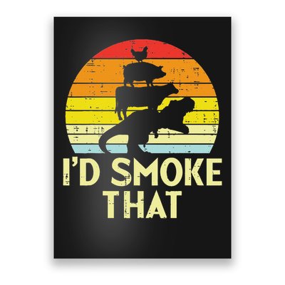 Id Smoke That Chicken Pork Beef Trex Retro Dinosaur Bbq Poster