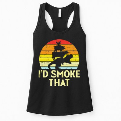 Id Smoke That Chicken Pork Beef Trex Retro Dinosaur Bbq Womens Tank Top