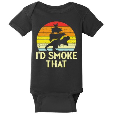 Id Smoke That Chicken Pork Beef Trex Retro Dinosaur Bbq Baby Bodysuit