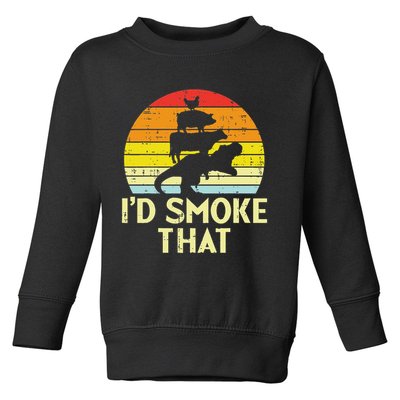 Id Smoke That Chicken Pork Beef Trex Retro Dinosaur Bbq Toddler Sweatshirt