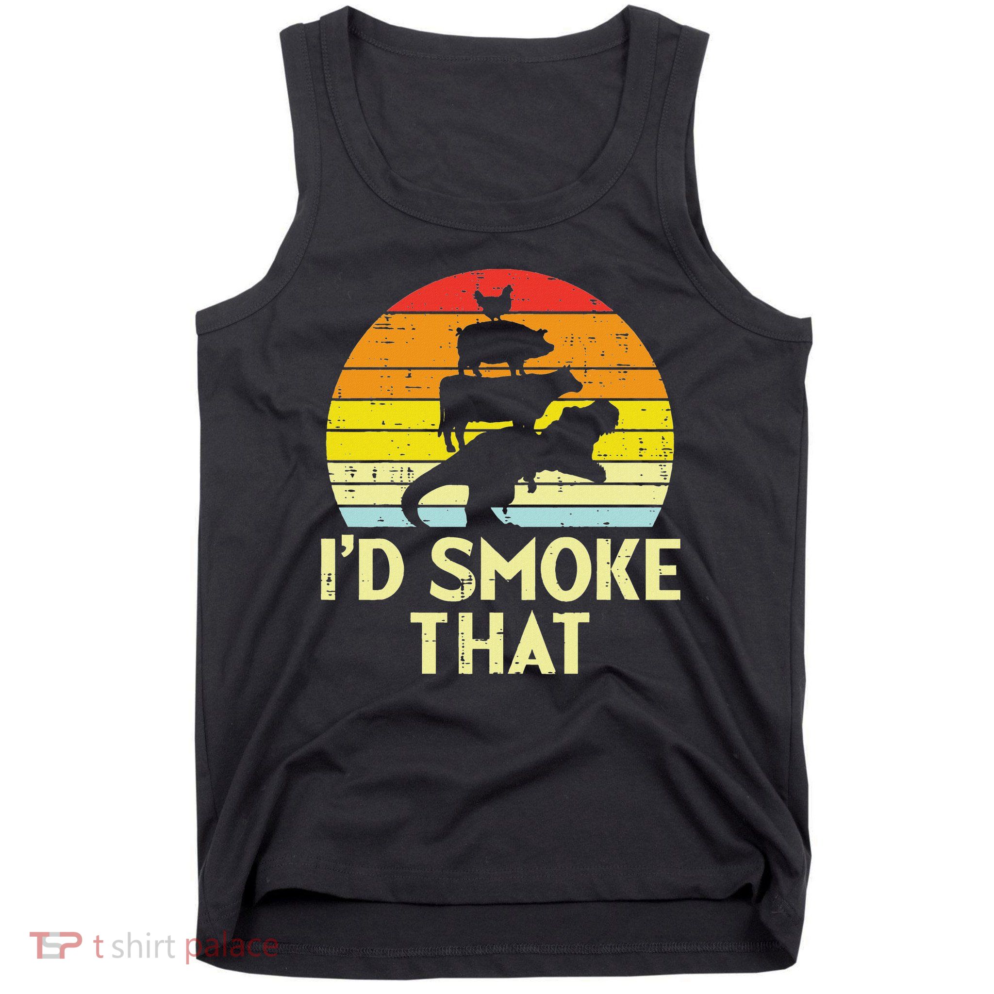 Id Smoke That Chicken Pork Beef Trex Retro Dinosaur Bbq Tank Top