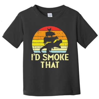 Id Smoke That Chicken Pork Beef Trex Retro Dinosaur Bbq Toddler T-Shirt